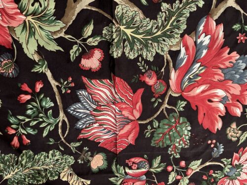 Vintage Braemore Black Red Floral 58” W x 64” L Cotton Upholstery - Picture 6 of 6