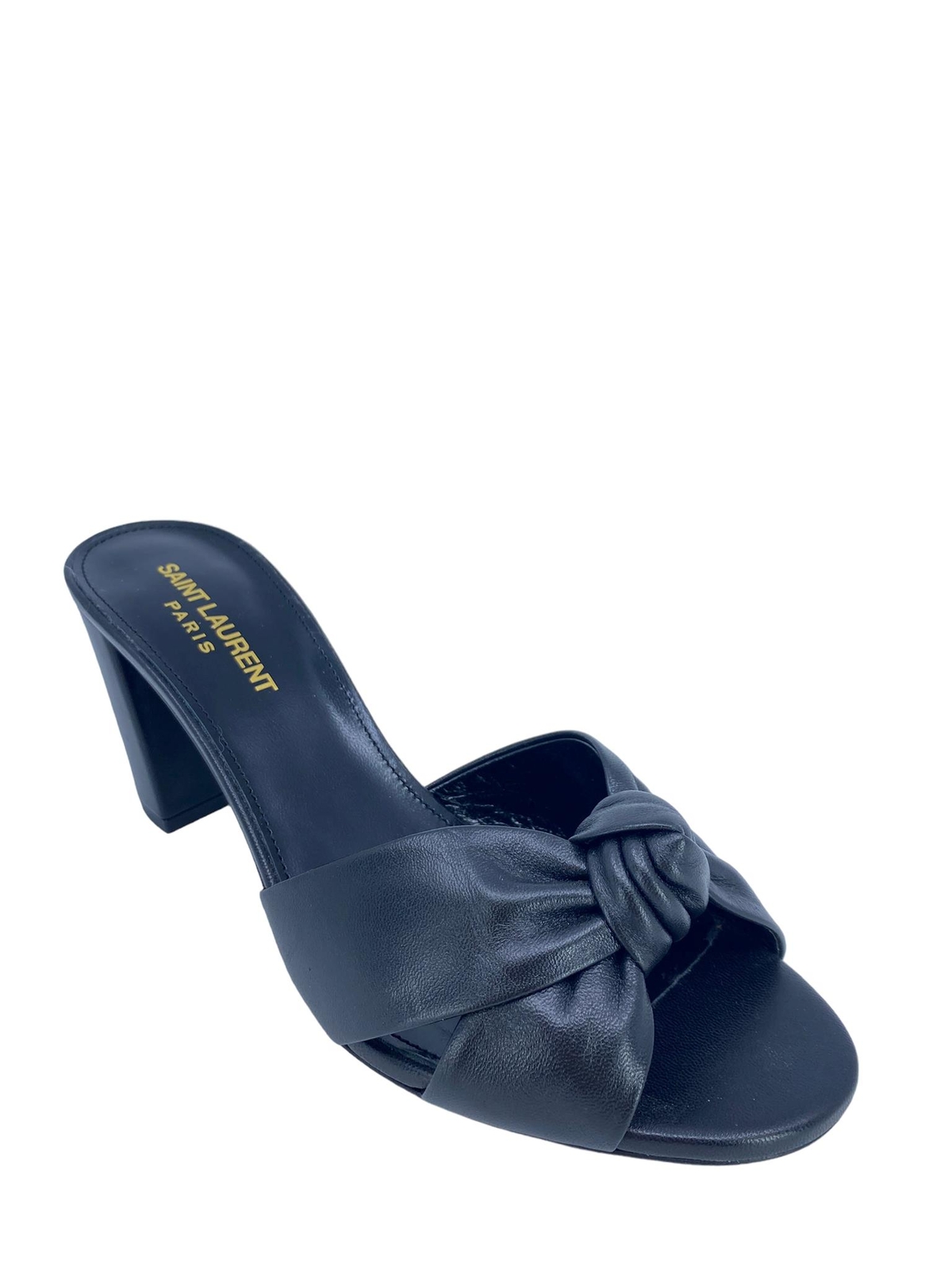 Mules Saint Laurent Bianca in pelle nera taglia 7 5