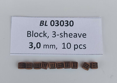 Master Korabel BL03030 Blöcke 3mm Loch Triple (Blocks 3 Scheibe) - 10 Stücke