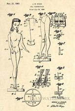 Vintage Barbie Doll Patent Art Print - Original Barbie Print Artwork Antique 24