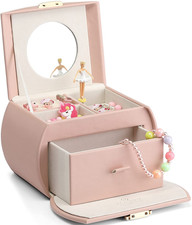 Kids Musical Jewelry Box for Girls with Drawer, Music Box with Ballerina and Sti
