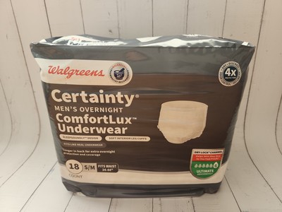 Walgreens Certainty Men s Overnight ComfortLux Underwear S/M 18 Count
