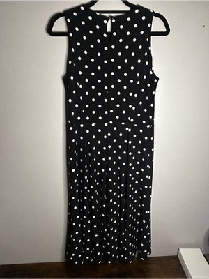ralph lauren black and white polka dot dress Lauren Women's Polka-Dot Belted Georgette Halter Gown back top edge and changes 0.25 between sizes V Ralph Lauren Black and White