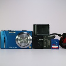 Panasonic fotocamera digitale Lumix DMC-TZ20 14,1MP blu testata set completo funzionante