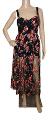 Forever 21  Black Floral Embroidered Sheer Mesh Dress With Shorts M Whimsy   T14