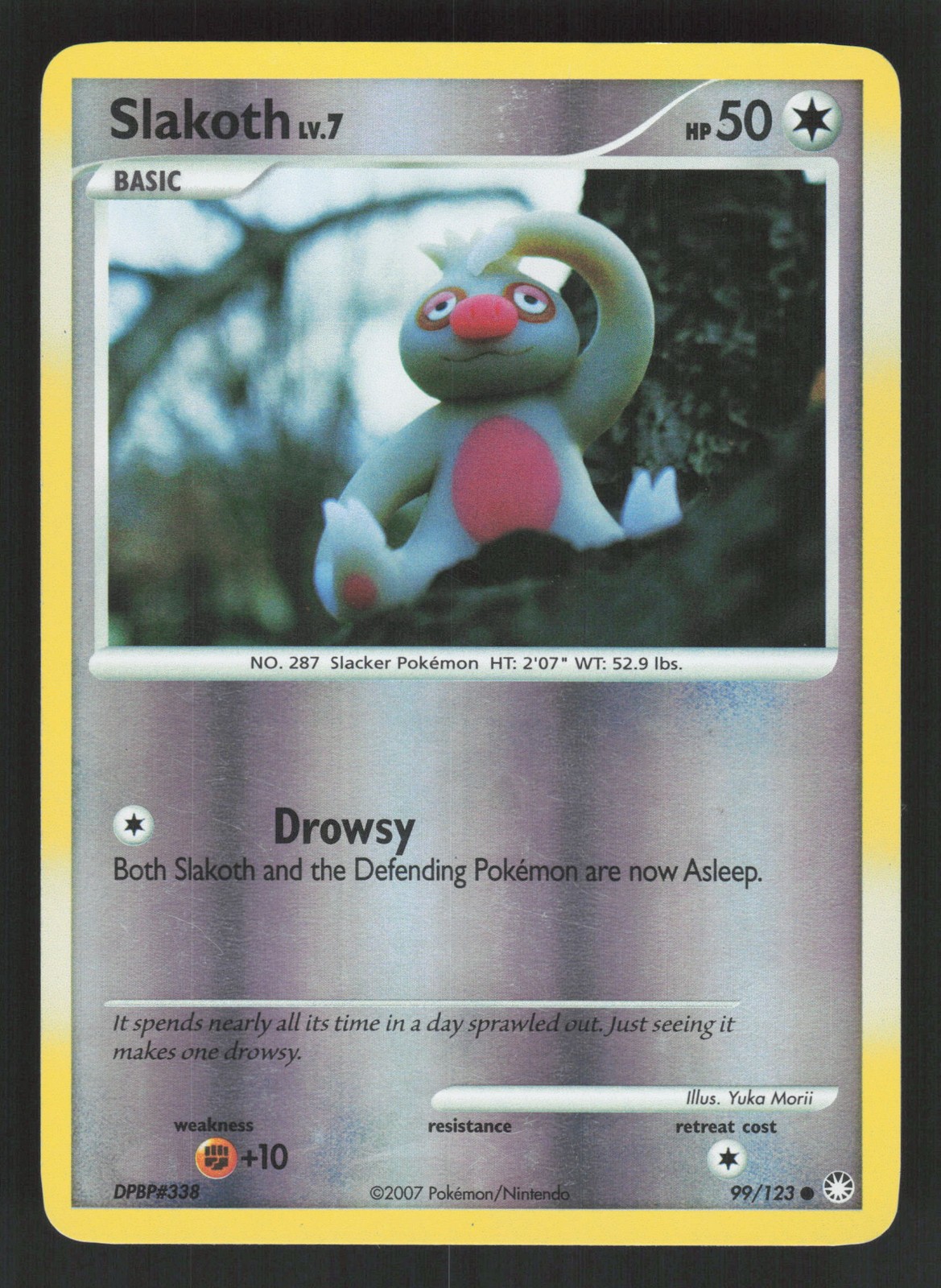 Slakoth 99/123 Reverse Holo Pokemon TCG Mysterious Treasures LP