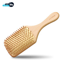 Bamboo Hair Brush with Natural Bamboo Bristles - Detangling Paddle Hairbrush.