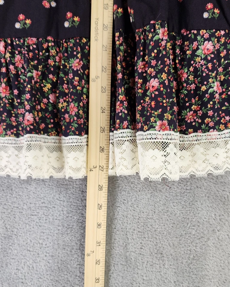 Vintage Skirt Womens XS/ S Multicolor Floral Lace Crochet 70s Prairie Midi - Image 4 of 4