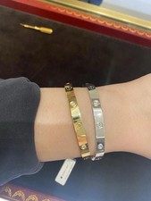 CARTIER "LOVE" 18K 750 White Gold Bracelet Bangle Size 19