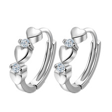 925 Sterling Silver Heart Hoop Earrings Moissanite Diamond Sparkling Gift Women