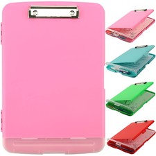 SFLHHDM Plastic Clipboard with Storage, High Capacity Clip Boards 8.5x11 Pink
