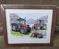 Framed A3 Picture Print Massey Ferguson 390 3095 Classic Tractors Ltd Ed 