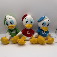 Walt Disney Store Huey Dewey Louie Donald Duck Nephews Bean Bag Plush Set w Tags