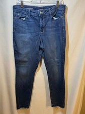 NYDJ Ami Skinny Legging Jeans Womens 14 Stretch Denim Raw Hem Lift Tuck