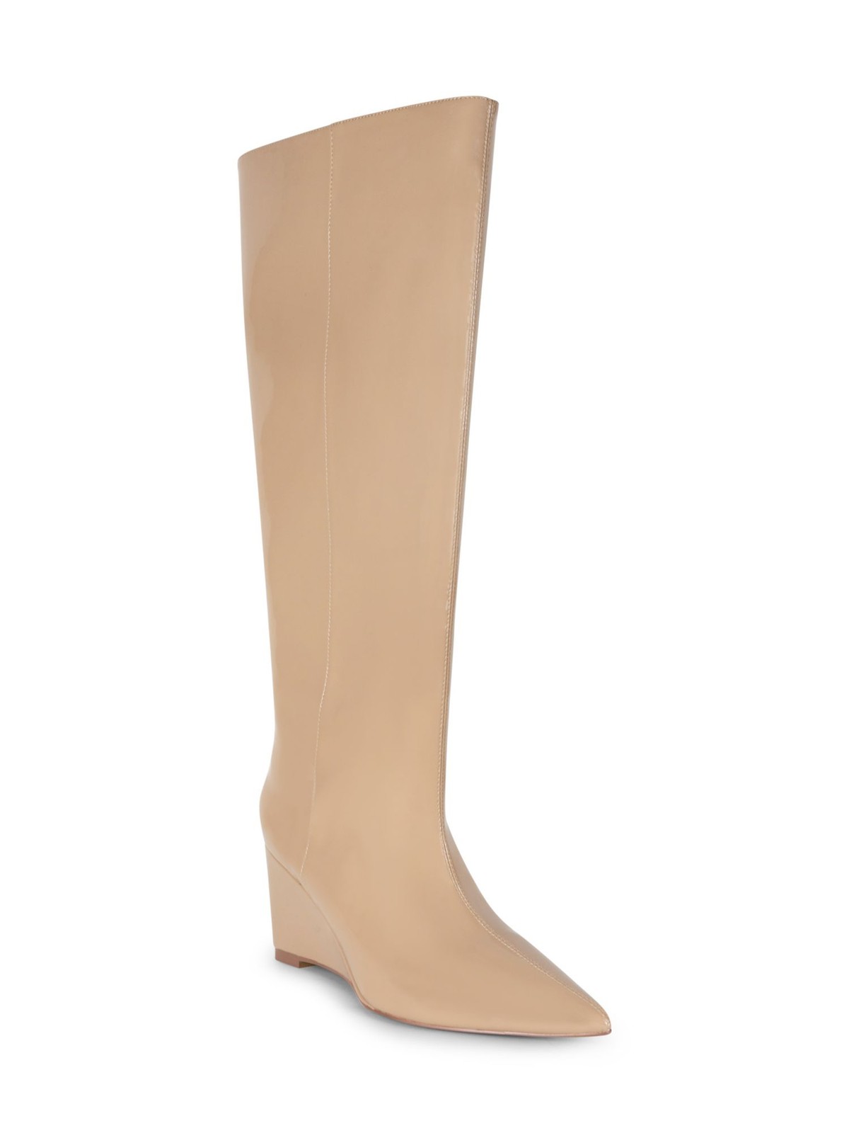 SMASH SHOES Womens Beige Ankle Zip Goring Lela Pointed Toe Wedge Boots Shoes 10