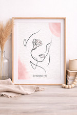I Choose Me Print | Minimalist Self Love Wall Art | Empowering Line Art | Modern