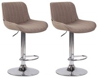 2Er Set Barhocker Lentini Stoff Chrom Taupe