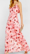 Express Ruffle Wrap Floral Maxi Dress 14 Pink Hi-Low Fairy Whimsy Feminine NWT