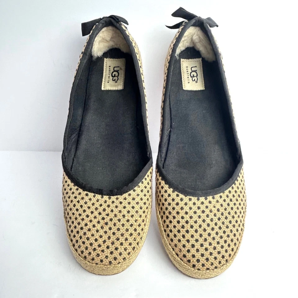 UGG Australia Indah Alpargata Ballet Planos Arpillera Lunares Arco Acento 9.5 Foto 3 de 4