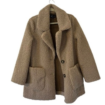Zara TRF Collection Taupe Teddy Bear Faux Fur Coat Jacket Women s Size Medium!