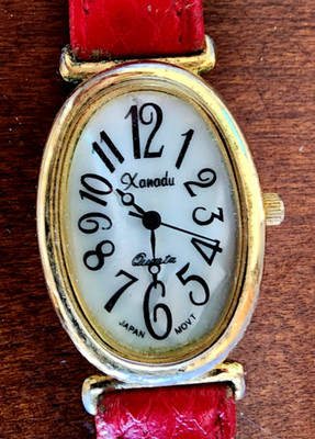 Candino Japan Movt Oval Watch Red Strap Vintage Style