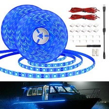 LED Boat Strip Lights, 12V 32.8FT Blue Light Strips, IP65 Waterproof Marine L...