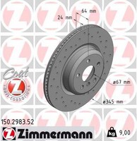 Zimmermann Bremsscheibe BelüFtet Hinten Rechts FüR BMW 3Er Touring G21 G81