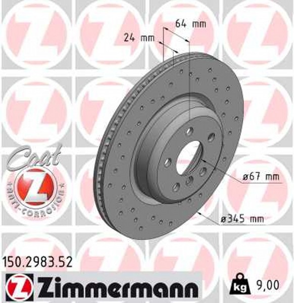 Zimmermann Bremsscheibe BelüFtet Hinten Rechts FüR BMW 3Er Touring G21 G81-image
