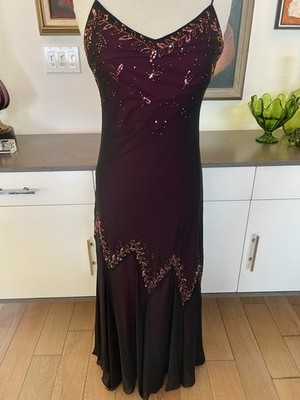 Vintage Y2K XSCAPE Joanna Chen Black Beaded Evening Dress Gown   Size 8. Fairy