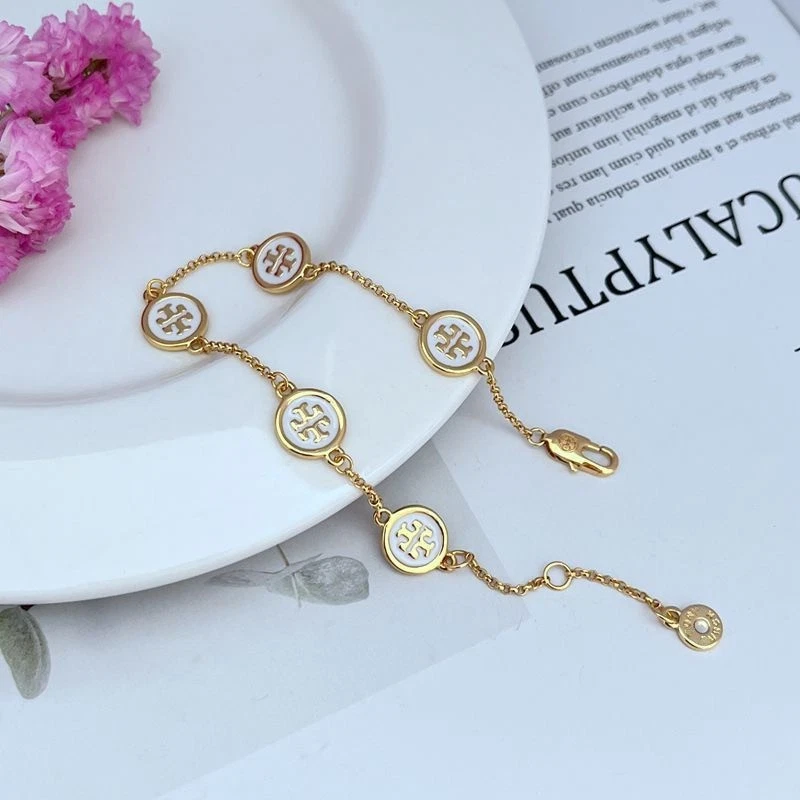 New! Tory TB logo Circle White Bracelet with Jewelry Pouch Size : 21cm - Image 3 of 3