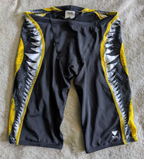 TYR Swim Shorts Jammers Mens 32 Swimsuit Yellow Black White