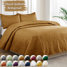 Quilted Bedspread with Pillow Sham Reversible Soft Bedding Set Twin Queen King