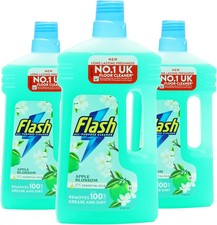 3 x Flash All Purpose Liquid Cleaner Multi Surface Dirt Remover 1L Apple Blossom 3.66 per litre