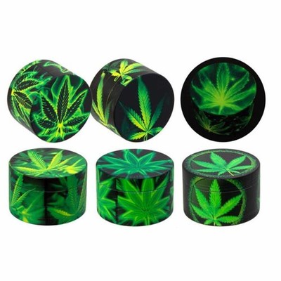 1x Grinder ''Glow in the Dark - Leaf'' 4tlg. D: 50mm H: 36mm Crusher Mühle