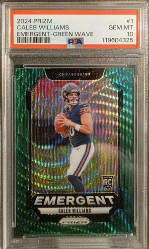 2024 Panini Prizm Caleb Williams Emergent Green Wave Rookie Bears #1 PSA 10