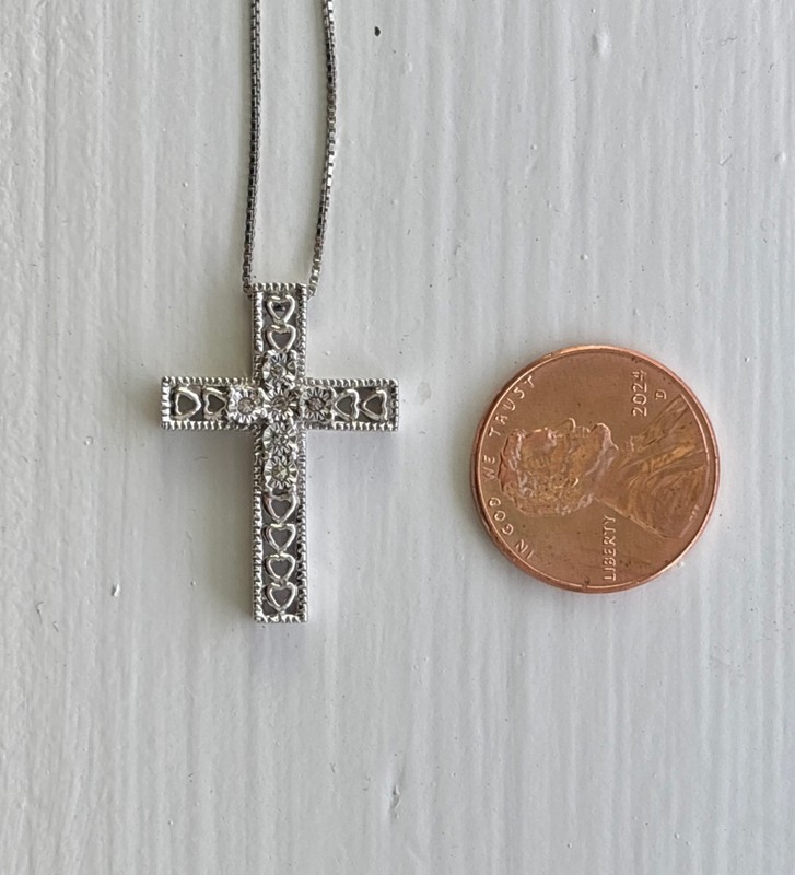 925 Sterling Silver Cross/Heart Necklace Sterling Silver