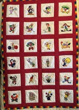 New 48  X33  Colorful Clowns Hand Pieced Machine Quilted Baby Quilt