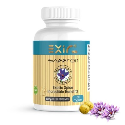 Exir Saffron Dietary Supplement   Eye, Mood, Heart & Stress Support, 60 Tablets