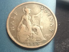 1930 George V British Halfpenny half-Penny - British 1/2p