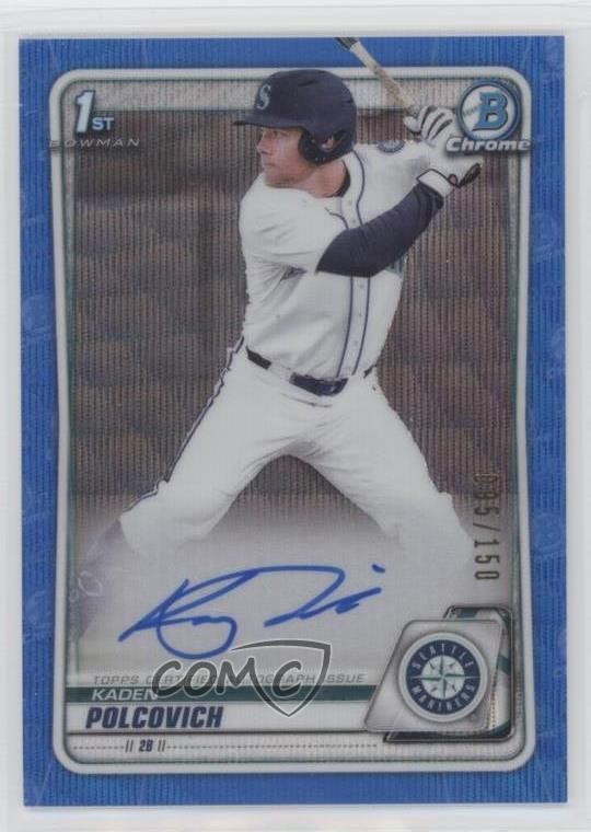 2020 Bowman Draft Chrome Picks Blue Wave Refractor /150 Kaden Polcovich Auto e9p