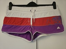 Adidas Womens Shorts UK 10 Multicolour Swim Beach Shorts Elastic Waist Retro