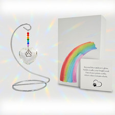 Dog Memorial Gifts Loss of Rainbow Bridge Crystal Heart Paw Suncatcher Pet Dogs