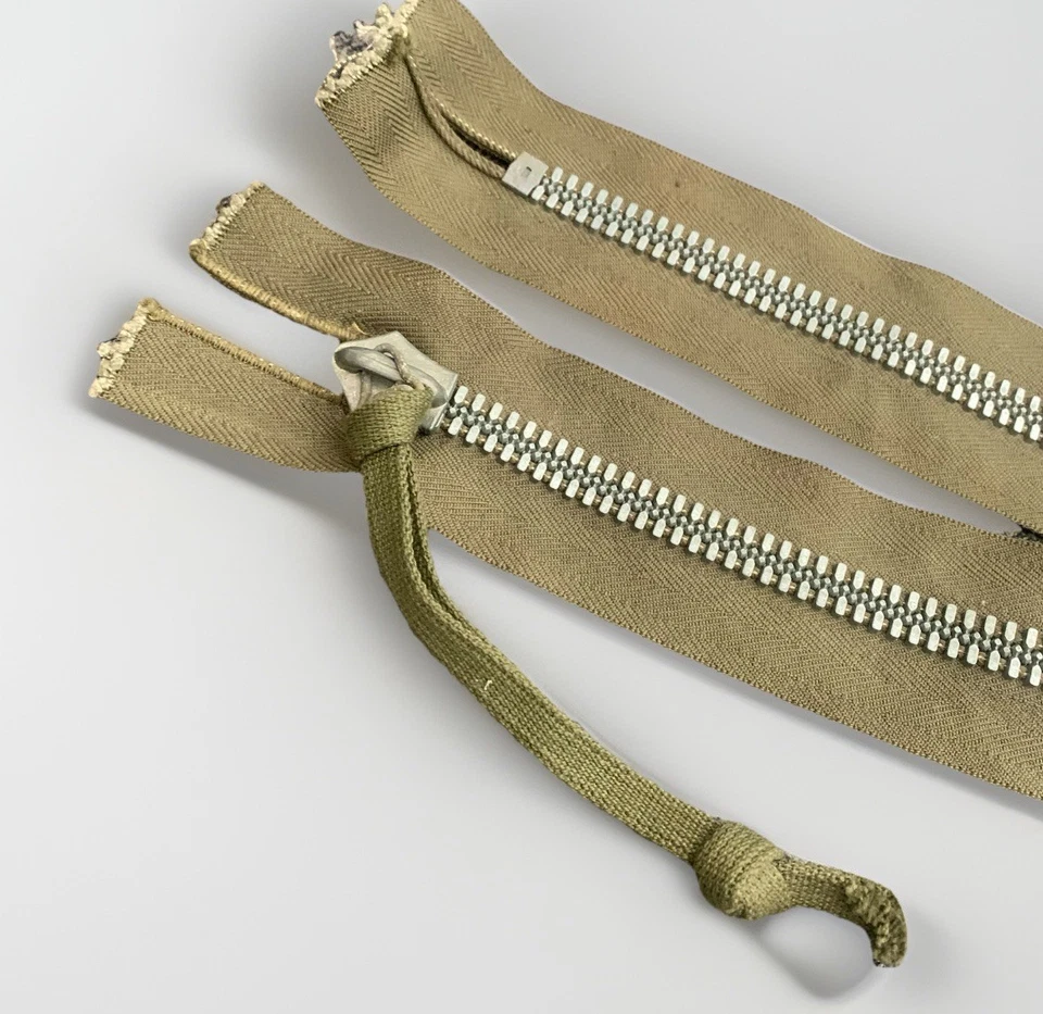 WW2 CROWN Militar Metal 39” Cremallera FINAL ABIERTO Algodón De Colección EE. UU. Foto 2 de 4