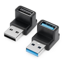 USB 3.1 Adapter 90 Degree 2 Pack Up and Down Angle Type A Male to Female