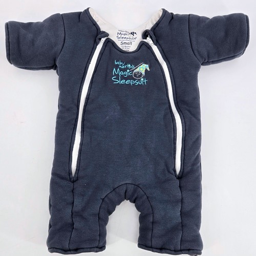 Baby Merlin's Magic Sleepsuit Small 3-6 Months Blue Cotton Swaddle Transition