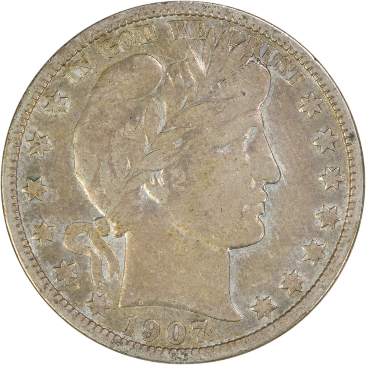K*i様 1907年 アメリカ バーバー ハーフダラー 4枚セット 一点物】バーバー ハーフダラー1907年号 3枚セット / Barber Half
