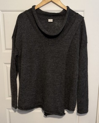 Poetry 100% Baby Alpaka grau Wasserfallausschnitt Pullover Gr. Medium Luxus Strickpullover