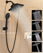 High Pressure Rain Shower Head with Handheld, Multi-Functions Square Rainfall Sh