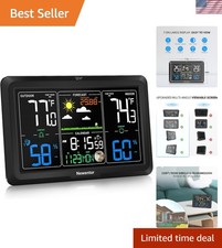 Elegant Wireless Weather Station with Atomic Clock & Adjustable Brightness, 7.5"