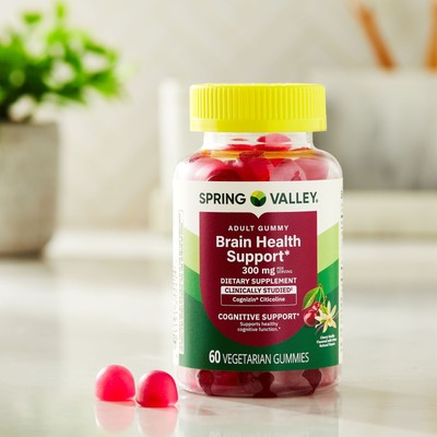 Spring Valley Brain Support Vegetarian Gummies, Cherry Vanilla, 300 mg, 60 Count